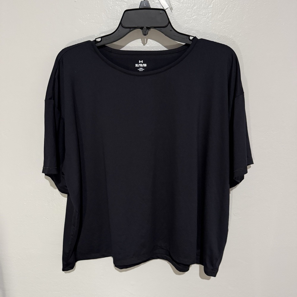 Under Armour HeatGear Relaxed T-Shirt Black Womens XL Short Sleeve 1258568-001-M